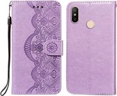 Voor Xiaomi Redmi 6 Pro / Mi A2 Lite Flower Vine Embossing Pattern Horizontale Flip Leather Case met Card Slot & Holder & Wallet & Lanyard (Purple)
