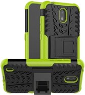 Voor Nokia 1.3 Tyre Texture Shockproof TPU + PC beschermhoes met houder (groen)