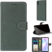 Voor Xiaomi Redmi 9A Retro Frosted Horizontale Flip PU lederen tas met houder & kaartsleuven & portemonnee & fotolijst (groen)