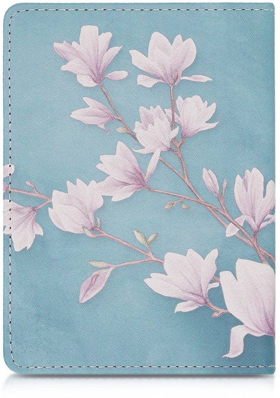 kwmobile e-reader hoesje geschikt voor Tolino Shine (2013) hoes - E reader flip case met magnetische sluiting - Ereader cover - Magnolia design in taupe / wit / blauwgrijs van kwmobile — afbeelding 4