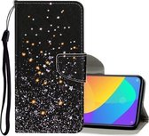 Voor Xiaomi Redmi 9 Gekleurde tekening patroon Horizontale flip lederen tas met houder & kaartsleuven & portemonnee (zwarte ster)