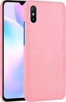 Voor Xiaomi Redmi 9A schokbestendige krokodiltextuur pc + PU-hoes (roze)