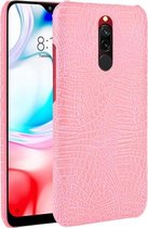 Voor Xiaomi Redmi 8 schokbestendige krokodiltextuur pc + PU-hoes (roze)