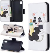 Gekleurde tekening patroon horizontale flip lederen tas met houder & kaartsleuven & portemonnee voor Xiaomi Redmi 7A (babyfles en panda)