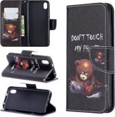Gekleurde tekening patroon horizontale flip lederen tas met houder & kaartsleuven & portemonnee voor Xiaomi Redmi 7A (beer)