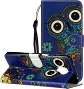 Voor Xiaomi Redmi Note 9 Pro / Note 9S / Note 9 Pro Max Olie Reliëf Gekleurd tekeningpatroon Horizontaal Flip PU lederen tas met houder & kaartsleuven & portemonnee (Blue Owl)