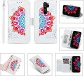 Voor Xiaomi Redmi Note 8 Pro Afdrukken Tweekleurig Half Mandala-patroon Dubbelzijdige magnetische gesp Horizontale flip lederen tas met houder & kaartsleuven & portemonnee & fotolijst & lanya