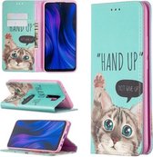 Voor Xiaomi Redmi 9 Gekleurde Tekening Patroon Onzichtbare Magnetische Horizontale Flip PU Lederen Case met Houder & Kaartsleuven & Portemonnee (Kat)