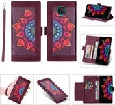 Voor Xiaomi Redmi Note 9 Pro Afdrukken Tweekleurig Half Mandala-patroon Dubbelzijdige magnetische gesp Horizontale flip lederen tas met houder & kaartsleuven & portemonnee & fotolijst & lanya