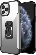 PC + TPU + metalen schokbestendige beschermhoes met ringhouder voor iPhone 12 Pro Max (zilver)