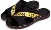 Flying Weaving Comfortabele en ademende ultralichte casual pantoffels voor heren (kleur: zwart geel maat: 45)