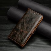 Kneedpatroon Textuur Zijgesp Horizontale lederen flip-hoes met houder en kaartsleuven voor iPhone 12 mini (bruin)