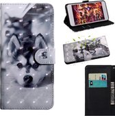 Voor Samsung Galaxy Note20 3D Geschilderd Patroon Horizontale Flip TPU + PU Lederen Case met Houder & Kaartsleuven & Portemonnee & Lanyard (Husky)