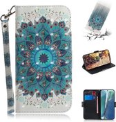 Voor Samsung Galaxy Note20 3D Gekleurde Tekening Horizontale Flip Lederen Case met Houder & Kaartsleuven & Portemonnee & Lanyard (Pauw Krans)