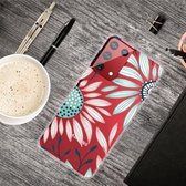 Voor Samsung Galaxy S30 Plus gekleurde tekening Clear TPU beschermhoesjes (roze groene bloem)