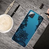 Voor Samsung Galaxy A12 gekleurde tekening Clear TPU beschermhoesjes (zwarte roos)