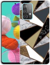 Voor Samsung Galaxy A32 5G Marble Shockproof TPU beschermhoes (Rhombus Golden Yellow)