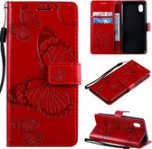 Voor Samsung Galaxy A01 Core 3D vlinders reliëfpatroon horizontale flip lederen tas met houder & kaartsleuf & portemonnee (rood)