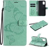 Voor Samsung Galaxy M51 3D vlinders reliëf patroon horizontaal flip lederen tas met houder & kaartsleuf & portemonnee (groen)