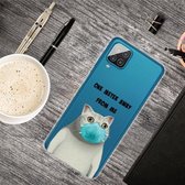 Voor Samsung Galaxy A12 Gekleurde tekening Clear TPU beschermhoesjes (Mask Cat)