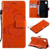 Voor Samsung Galaxy A01 Core 3D vlinders reliëfpatroon horizontale flip lederen tas met houder & kaartsleuf & portemonnee (oranje)