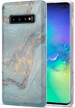 Voor Samsung Galaxy S10 + TPU Gilt Marble Pattern beschermhoes (lichtblauw)