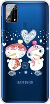 Voor Samsung Galaxy M31 Christmas Series Clear TPU beschermhoes (paar sneeuwpop)