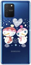 Voor Samsung Galaxy A91 / S10 Lite / M80s Christmas Series Clear TPU beschermhoes (paar sneeuwpop)