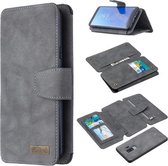 Voor Samsung Galaxy S9 Plus Afneembare Frosted Magnetische Horizontale Flip PU lederen tas met kaartsleuven & houder & rits Portemonnee & fotolijst (grijs)