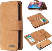 Voor Samsung Galaxy A20 / A30 Afneembare Frosted Magnetische Horizontale Flip Leren Case met Kaartsleuven & Houder & Rits Portemonnee & Fotolijst (Bruin)
