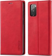 Voor Samsung Galaxy S20 FE LC.IMEEKE Sterk magnetisme Ultradunne horizontale flip schokbestendig Matte TPU + PU lederen tas met houder & kaartsleuven & portemonnee (rood)