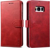 Voor Galaxy S8 + GUSSIM zakelijke stijl horizontale flip lederen tas met houder en kaartsleuven en portemonnee (rood)