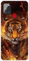 Voor Samsung Galaxy A21s schokbestendig geverfd transparant TPU beschermhoes (Flame Tiger)