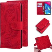 Voor Samsung Galaxy A10 / M10 Tiger Embossing Pattern Horizontale Flip lederen tas met houder & kaartsleuven & portemonnee (rood)