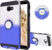 Voor Galaxy J4 + 2 in 1 pc + TPU beschermhoes met 360 graden roterende ringhouder (zilverblauw)