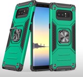 Voor Samsung Galaxy Note 8 magnetisch pantser schokbestendig TPU + pc-hoesje met metalen ringhouder (donkergroen)