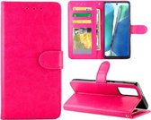 Voor Samsung Galaxy Note20 Crazy Horse Textuur Lederen Horizontale Flip Beschermhoes met Houder & Kaartsleuven & Portemonnee & Fotolijst (Magenta)