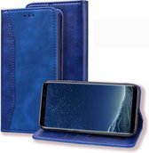 Voor Samsung Galaxy S8 + Business Stitching Horizontale flip lederen tas met dubbele vouw & beugel & kaartsleuven & fotolijst & portemonnee (saffierblauw)