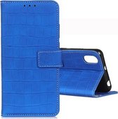 Voor LG K20 2019 Krokodiltextuur Horizontale Flip Leren Case met Houder & Portemonnee & Kaartsleuven & Fotolijst (Blauw)