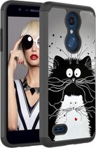 Kleurentekeningpatroon PC + TPU beschermhoes voor LG K10 (2018) / K30 (zwart-witte katten)