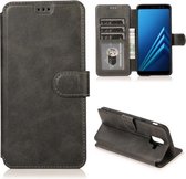 Voor Samsung Galaxy A6 (2018) Kalfsstructuur Magnetische Gesp Horizontale Flip Leren Case met Houder & Kaartsleuven & Portemonnee & Fotolijst (Zwart)