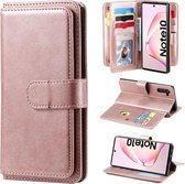 Voor Samsung Galaxy Note10 multifunctionele magnetische koperen gesp horizontale flip effen kleur lederen tas met 10 kaartsleuven & portemonnee & houder & fotolijst (rose goud)