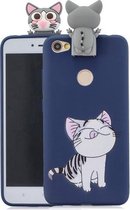 Voor Xiaomi Redmi Note 5A Cartoon schokbestendige TPU beschermhoes met houder (kat)