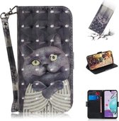 Voor LG Aristo 5 3D Gekleurde Tekening Horizontale Flip Leren Case met Houder & Kaartsleuven & Portemonnee & Lanyard (Knuffel Kat)