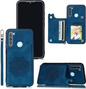 Voor Xiaomi Redmi Note 8T Mandala reliëf PU + TPU-hoesje met houder & kaartsleuven & fotolijst & riem (blauw)