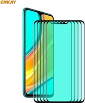 Voor Xiaomi Redmi 9 / 9A / 9C 5 STKS ENKAY Hat-Prince 0.26mm 9 H 6D Gebogen Full Screen Oogbescherming Groene Film Gehard Glas Protector