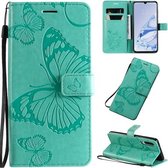Voor Xiaomi Mi 9 Pro Pressed Printing Butterfly Pattern Horizontale Flip PU lederen tas met houder & kaartsleuven & portemonnee & lanyard (groen)