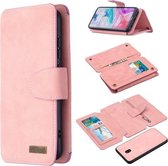 Voor Xiaomi Redmi 8 Afneembare Frosted Magnetische Horizontale Flip Leren Case met Kaartsleuven & Houder & Rits Portemonnee & Fotolijst (Roze)