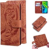 Voor Xiaomi Redmi CC9 Pro / Note10 / Note 10 Pro Tiger Embossing Pattern Horizontale Flip lederen tas met houder & kaartsleuven & portemonnee (bruin)