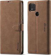 Voor Geschikt voor Xiaomi Redmi 9C Forwenw F1 Serie Mat Sterk Magnetisme Horizontale Flip Leren Case met Houder & Kaartsleuven & Portemonnee & Fotolijst (Bruin)